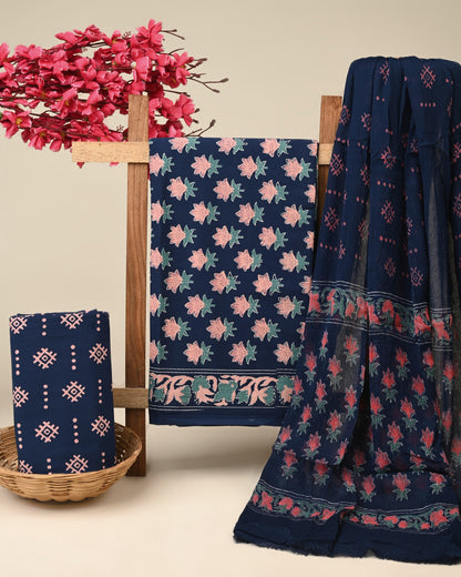 Cotton Suit with Chiffon Dupatta