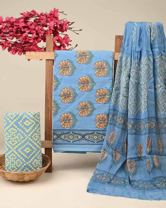 Cotton Suit with Chiffon Dupatta