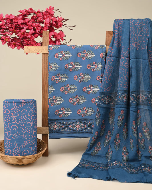 Cotton Suit with Chiffon Dupatta