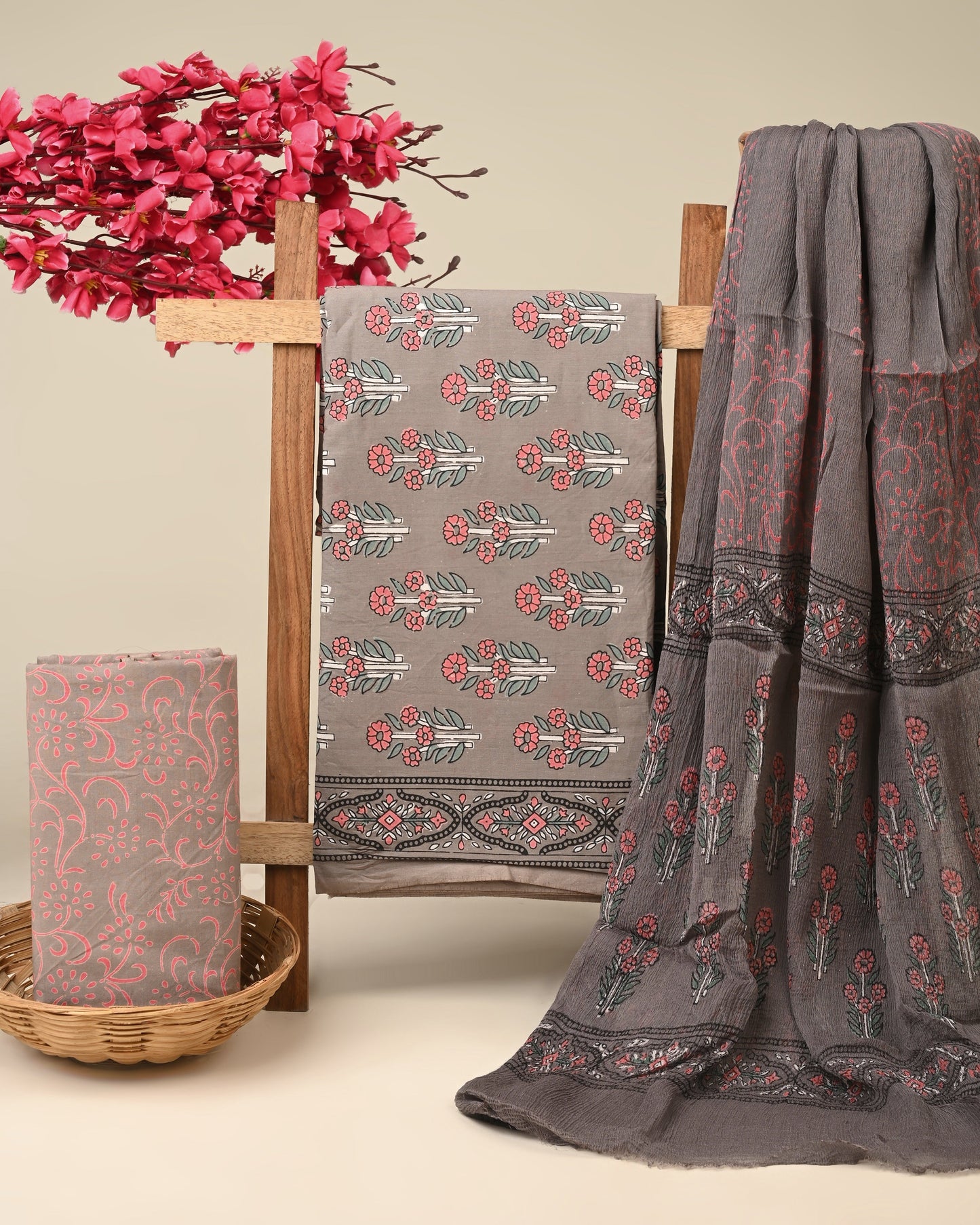 Cotton Suit with Chiffon Dupatta