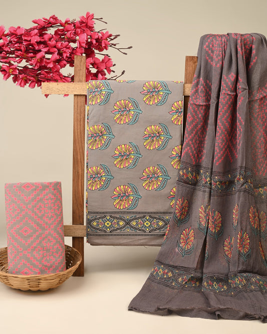 Cotton Suit with Chiffon Dupatta
