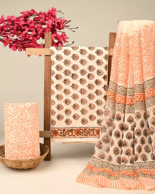 Cotton Suit with Chiffon Dupatta