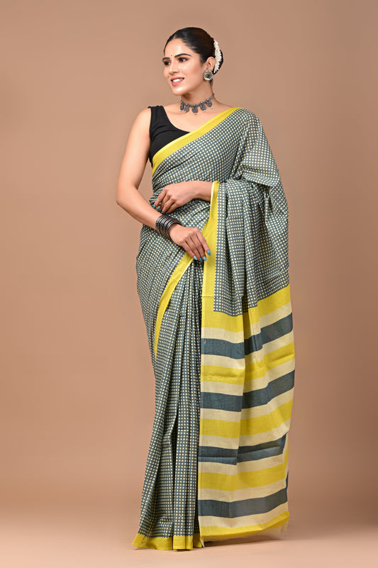 Exclusive Printed Pure Cotton Mulmul Saree With Blouse