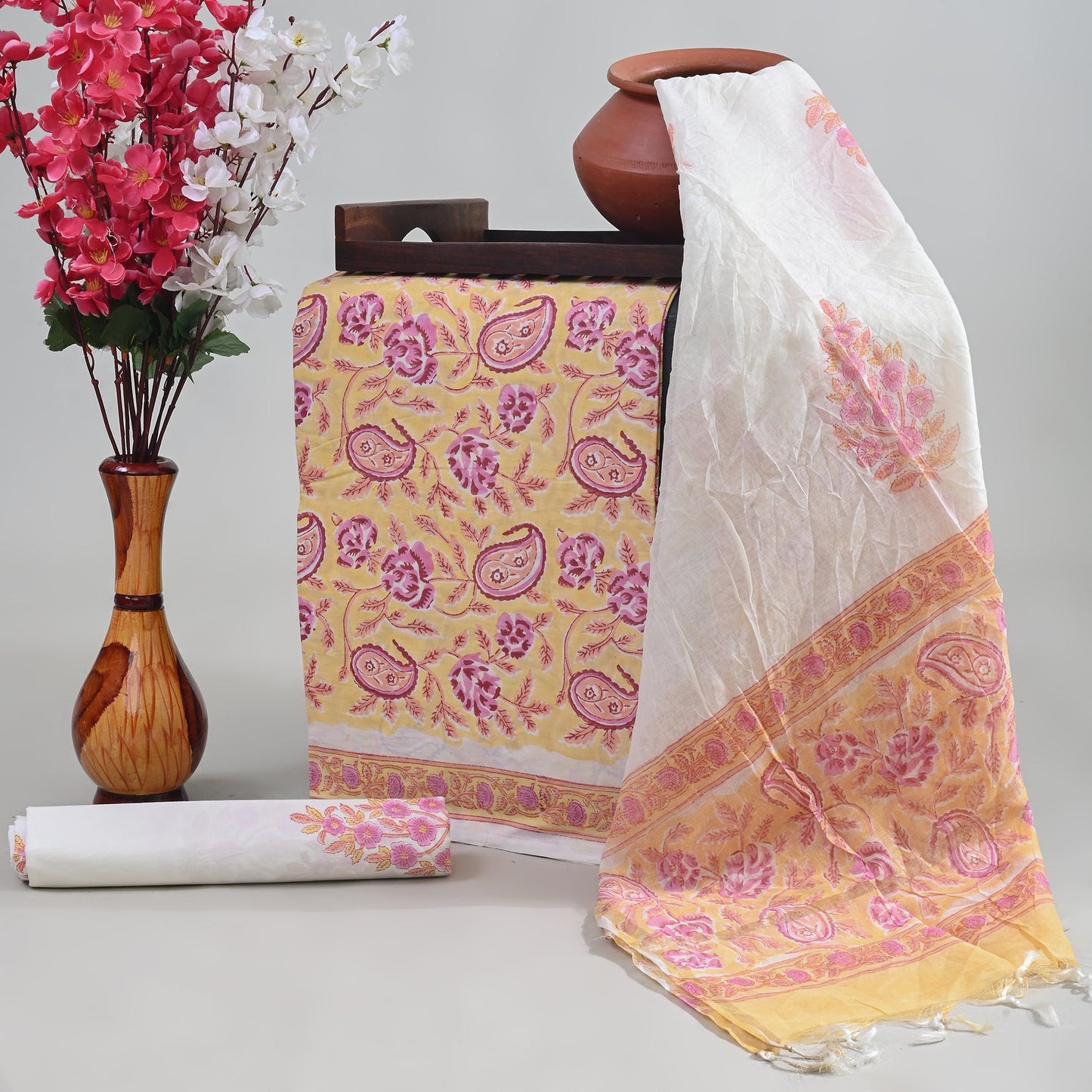 Cotton Suit with Chanderi Dupatta