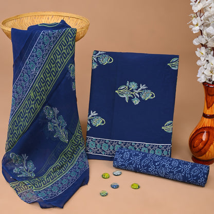 Cotton Suit with Chiffon Dupatta