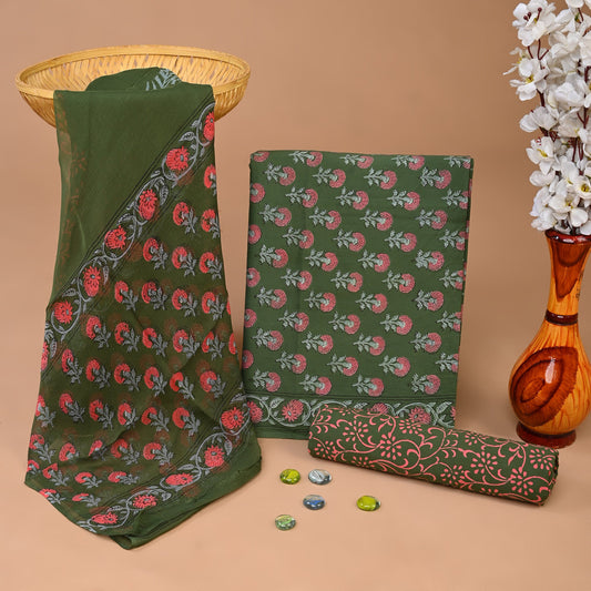 Cotton Suit with Chiffon Dupatta