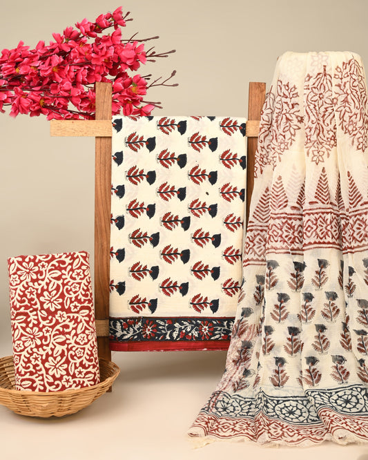 Cotton Suit with Chiffon Dupatta