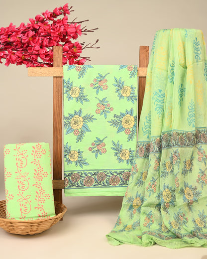 Cotton Suit with Chiffon Dupatta