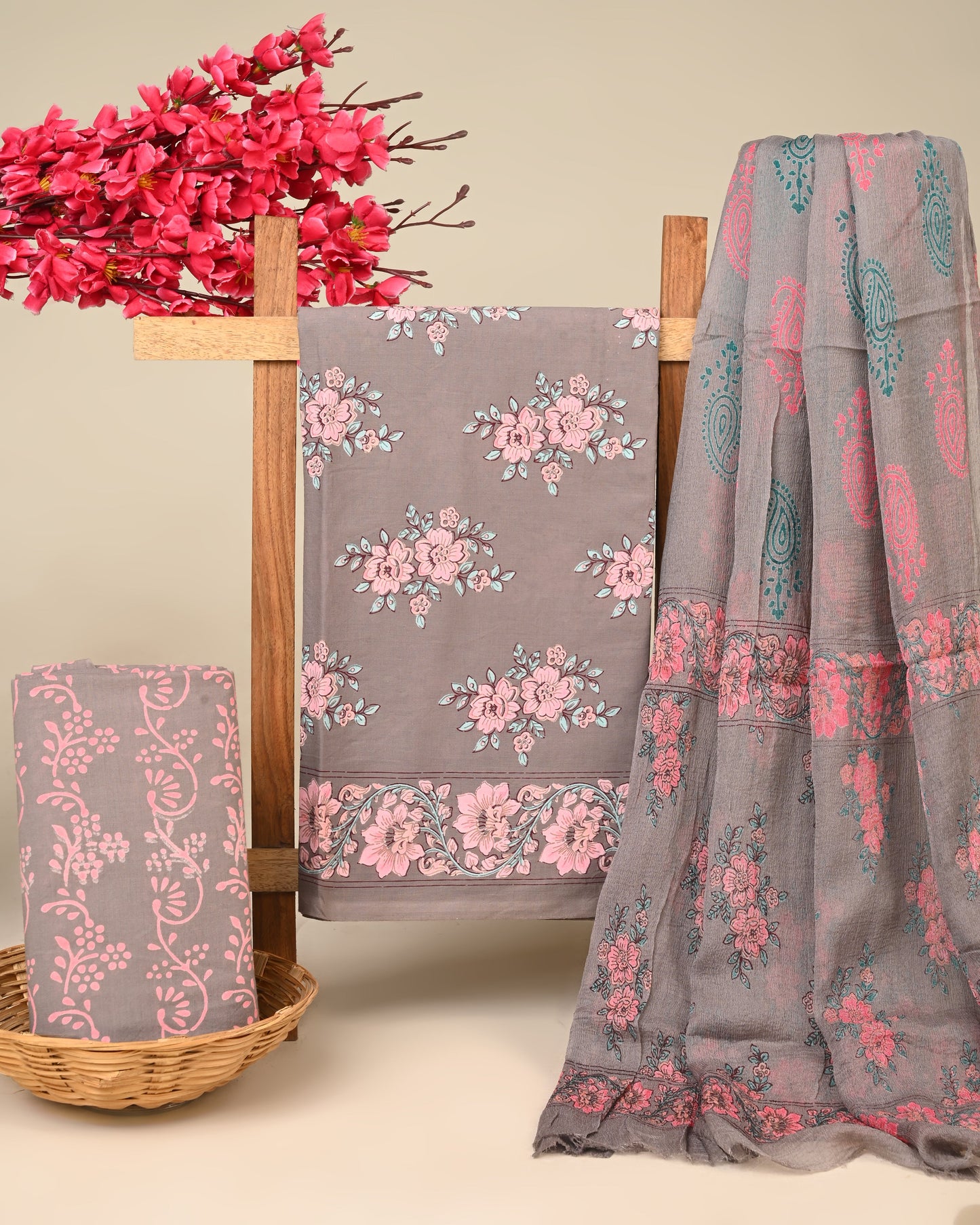 Cotton Suit with Chiffon Dupatta