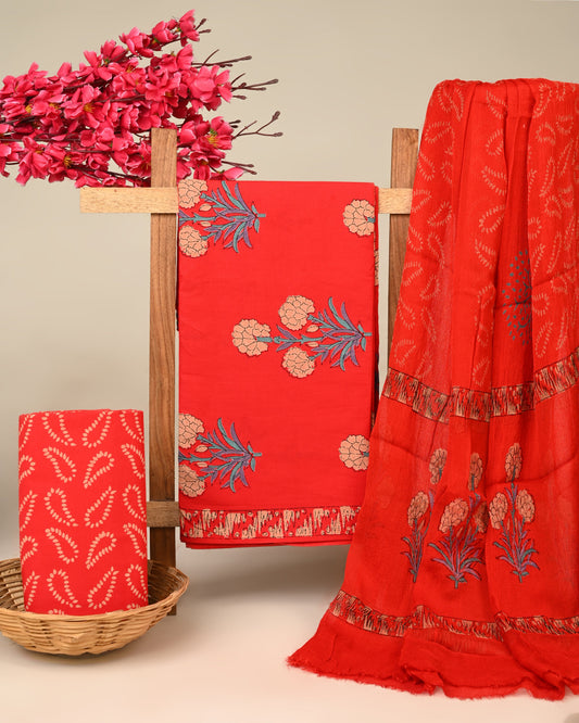 Cotton Suit with Chiffon Dupatta