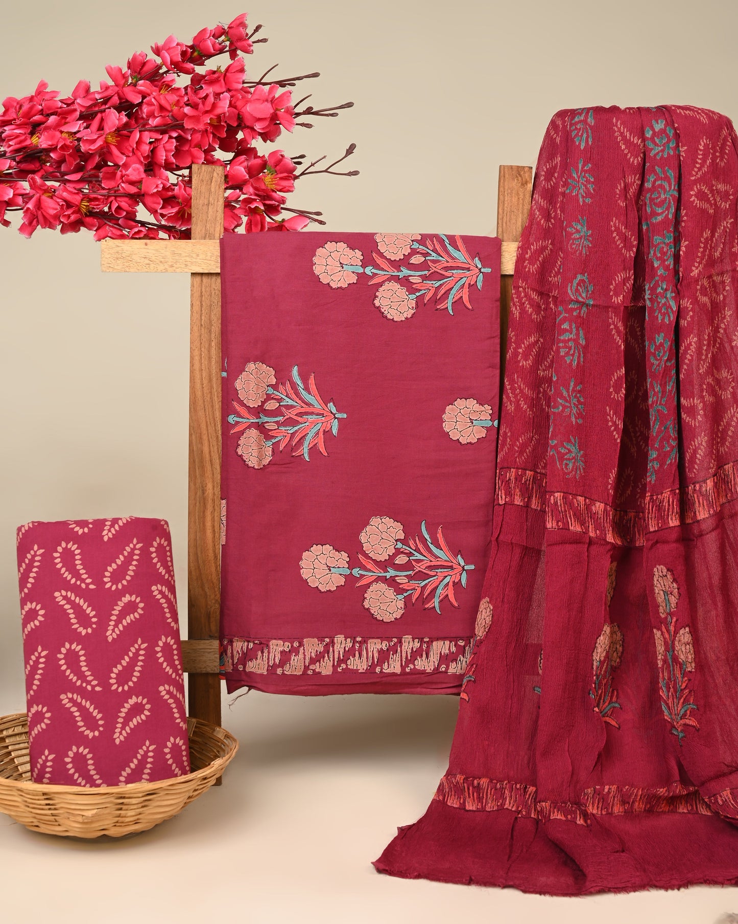 Cotton Suit with Chiffon Dupatta