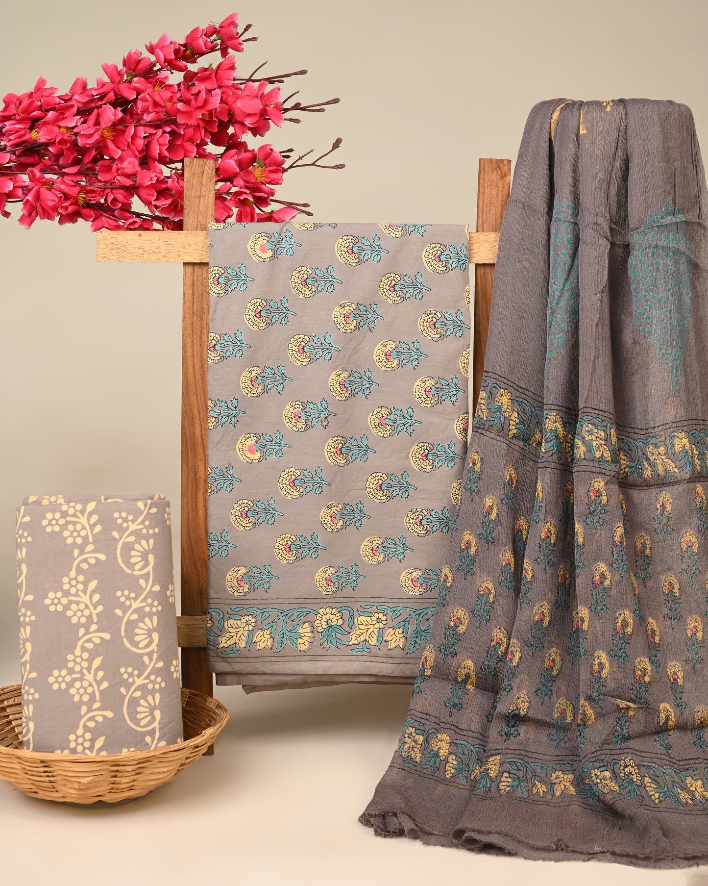 Cotton Suit with Chiffon Dupatta