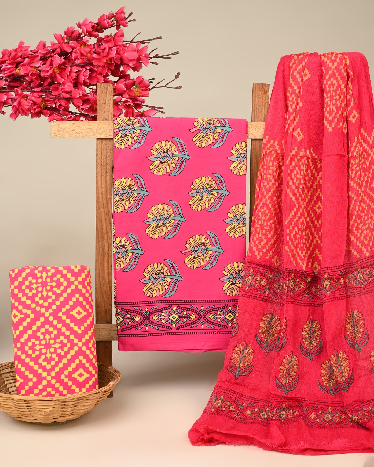 Cotton Suit with Chiffon Dupatta