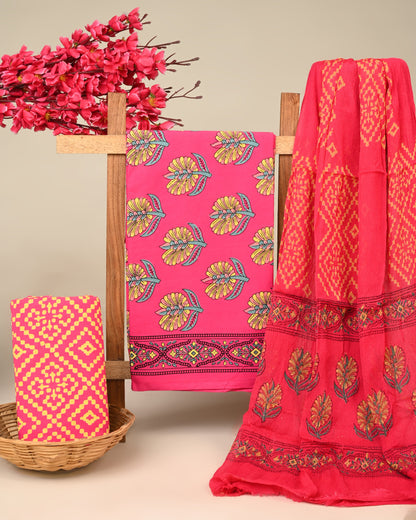 Cotton Suit with Chiffon Dupatta