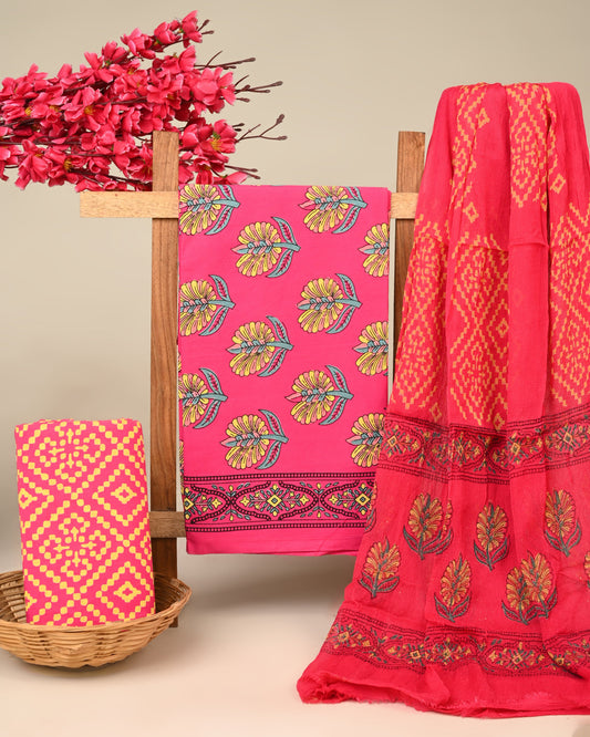 Cotton Suit with Chiffon Dupatta