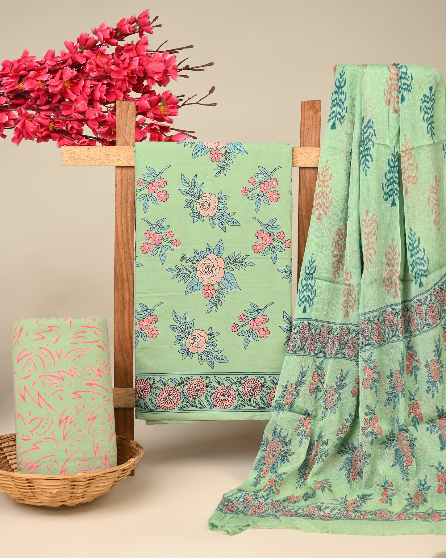 Cotton Suit with Chiffon Dupatta