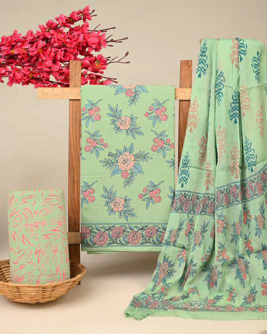 Cotton Suit with Chiffon Dupatta