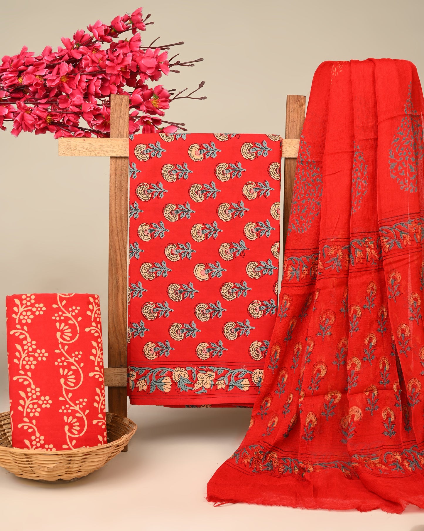 Cotton Suit with Chiffon Dupatta