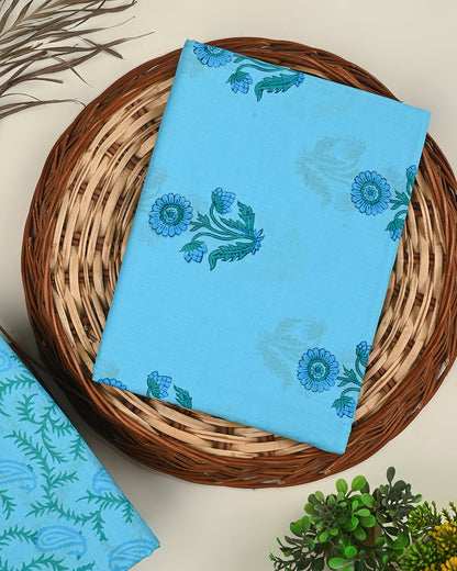 Premium Hand Block Printed Cotton Suit Top And Bottom Set