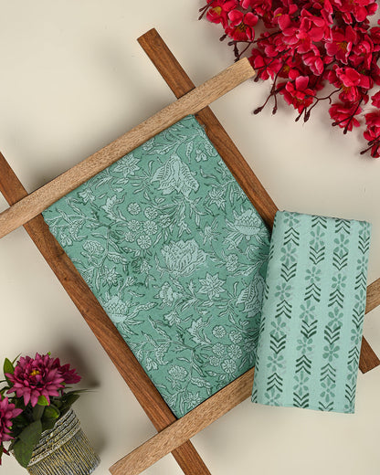 Premium Hand Block Printed Cotton Suit Top And Bottom Set