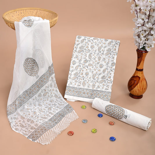 Cotton Suit with Chiffon Dupatta
