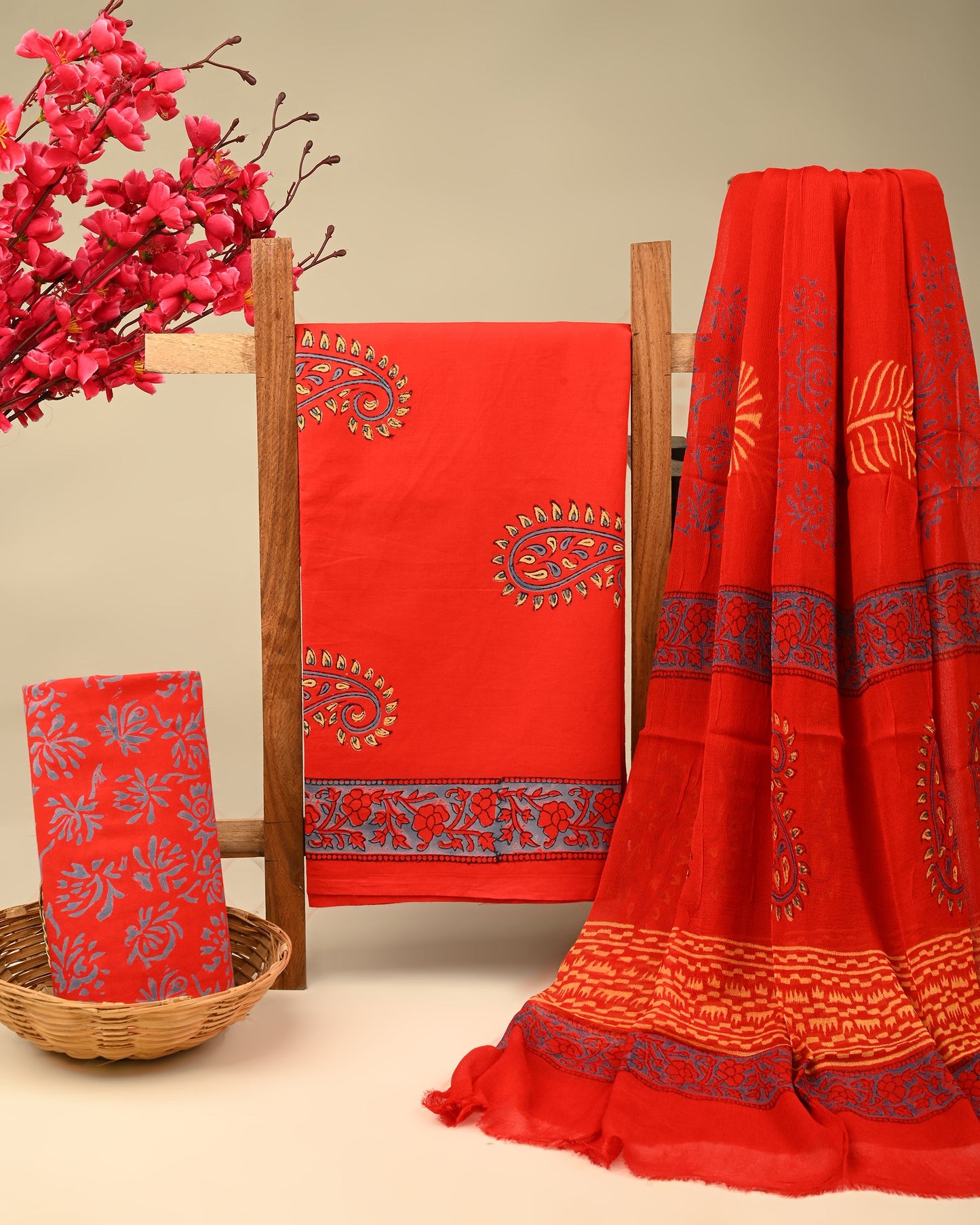 Cotton Suit with Chiffon Dupatta