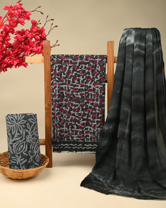 Cotton Suit with Chiffon Dupatta