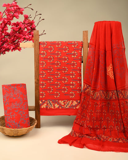 Cotton Suit with Chiffon Dupatta