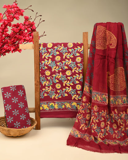 Cotton Suit with Chiffon Dupatta