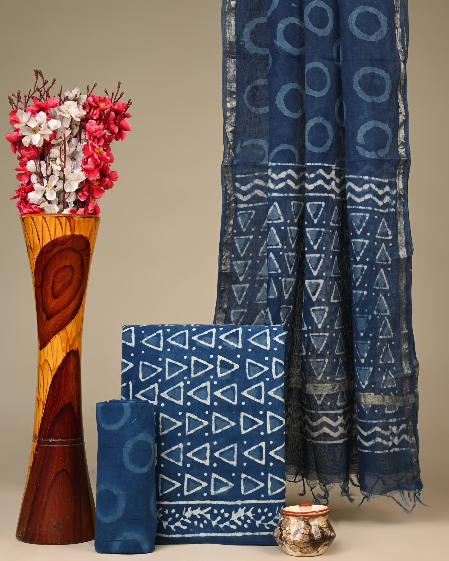 Cotton Suit with Chanderi Dupatta