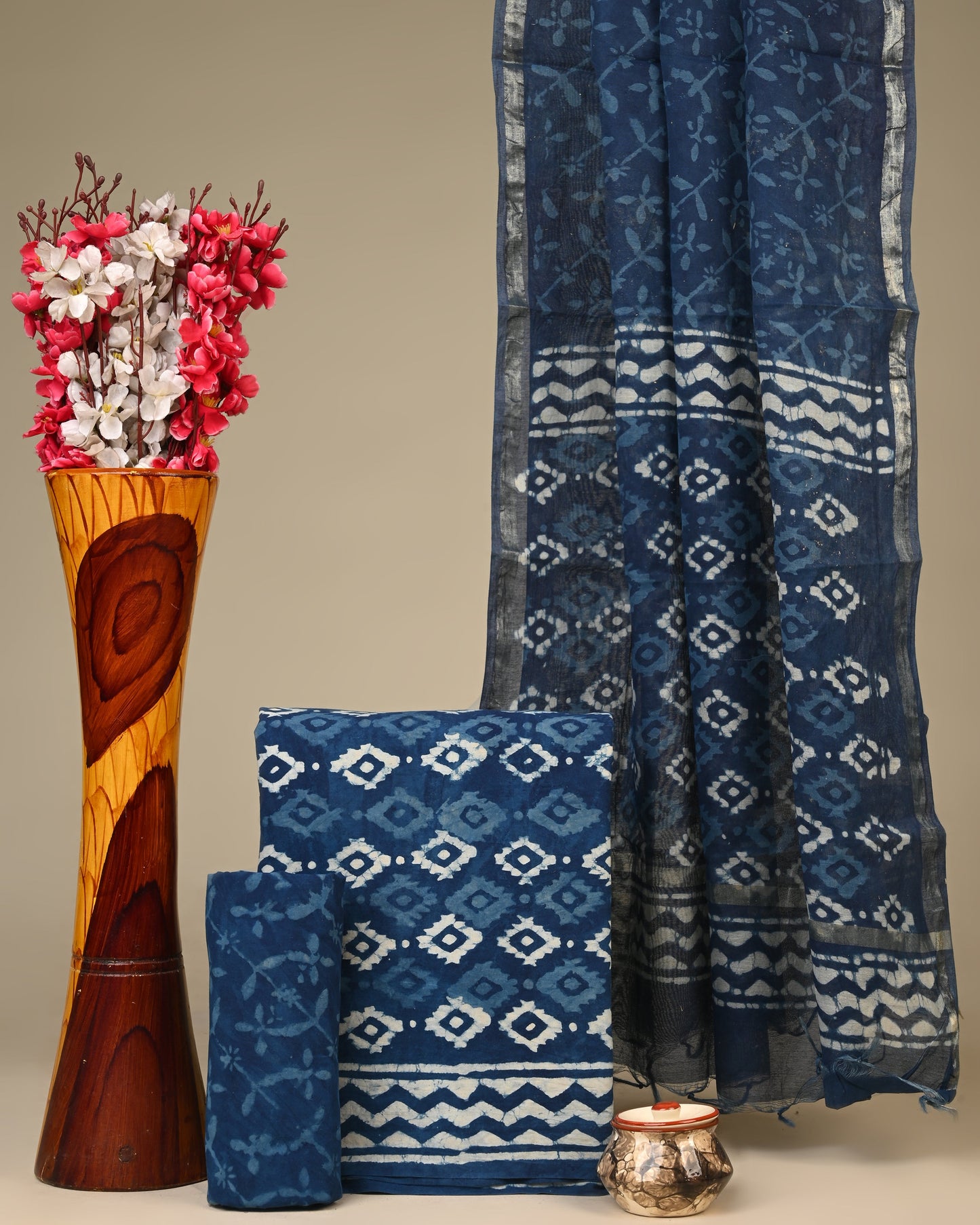 Cotton Suit with Chanderi Dupatta