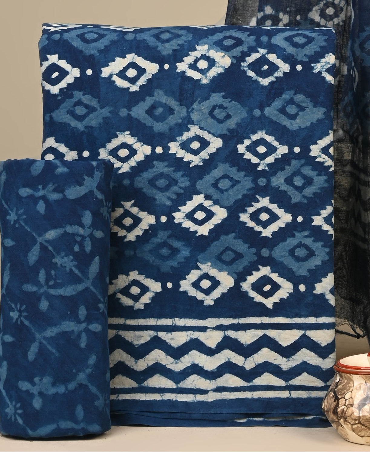 Cotton Suit with Chanderi Dupatta