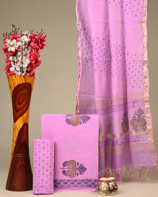 Cotton Suit with Chanderi Dupatta