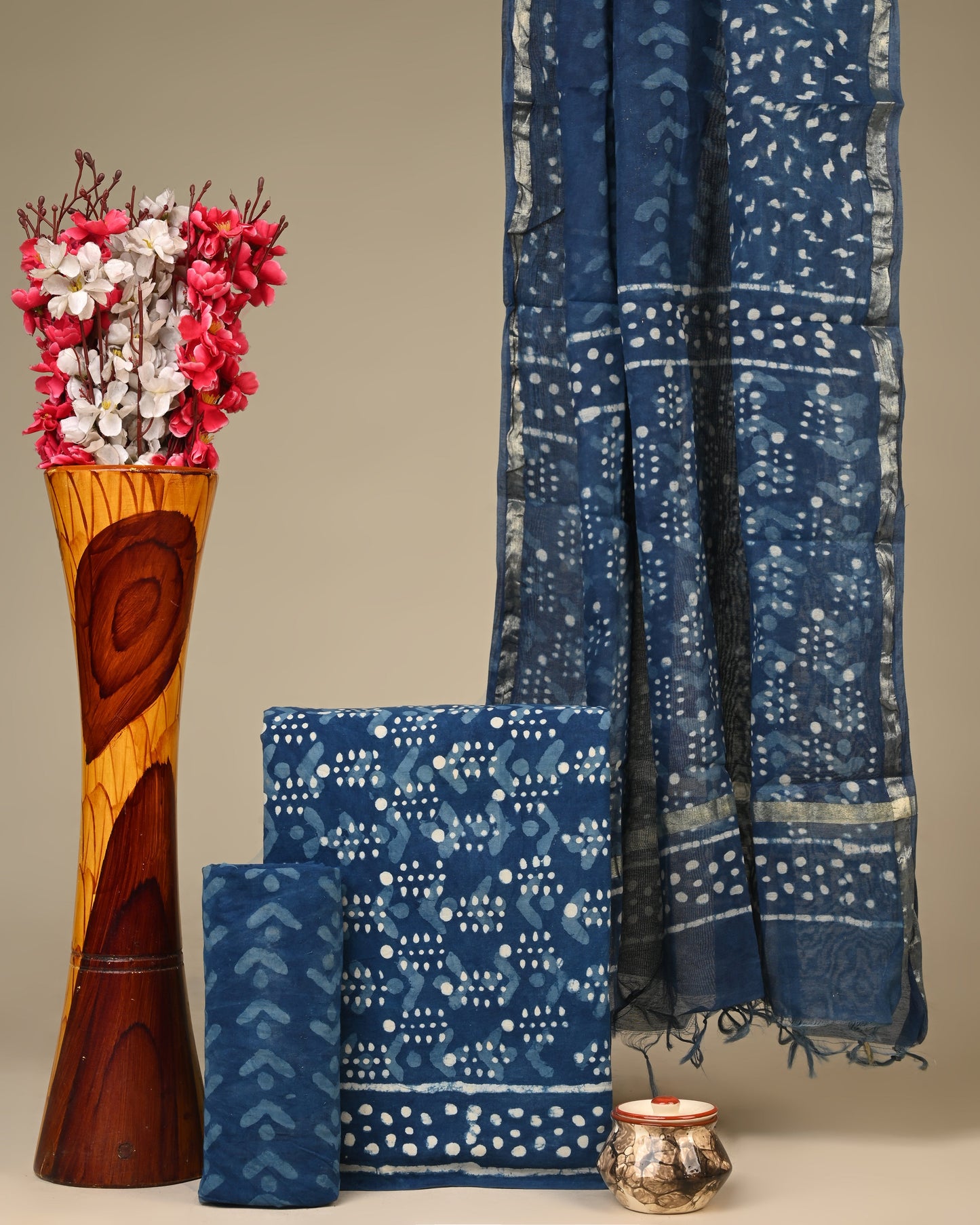 Cotton Suit with Chanderi Dupatta