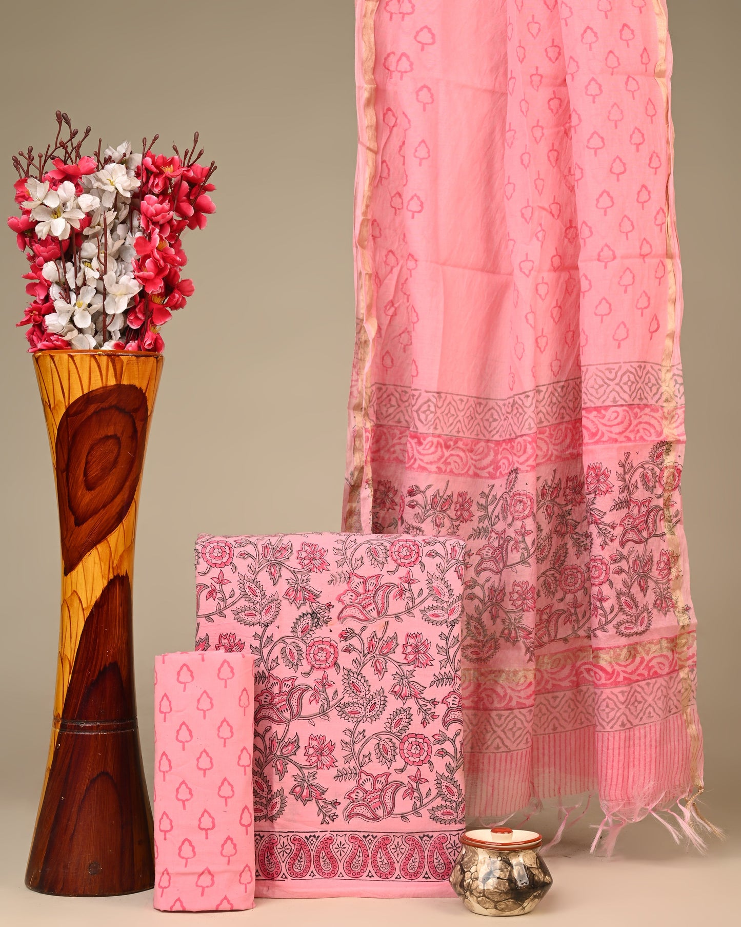 Cotton Suit with Chanderi Dupatta