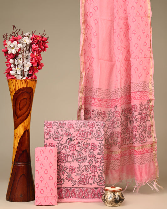 Cotton Suit with Chanderi Dupatta