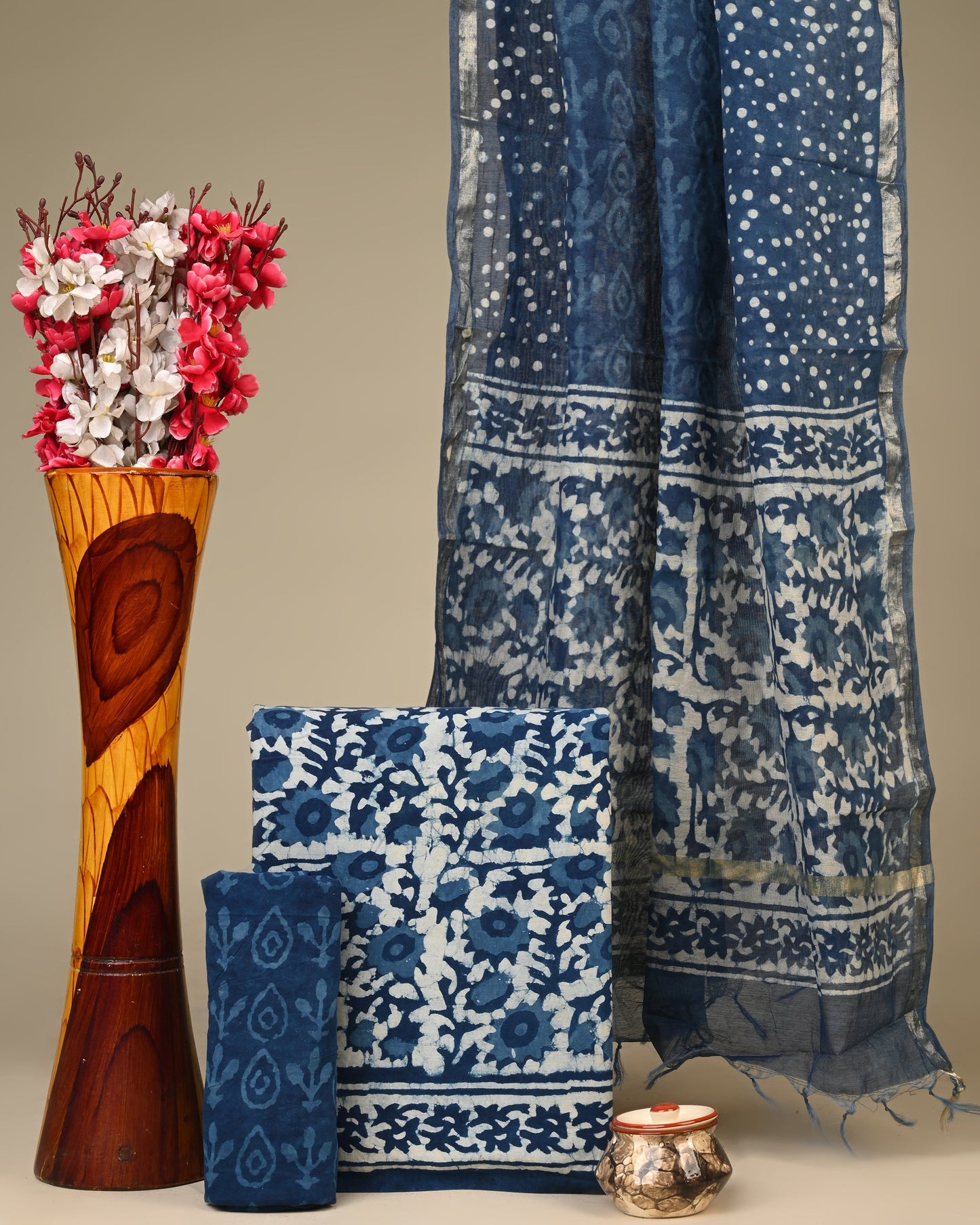 Cotton Suit with Chanderi Dupatta