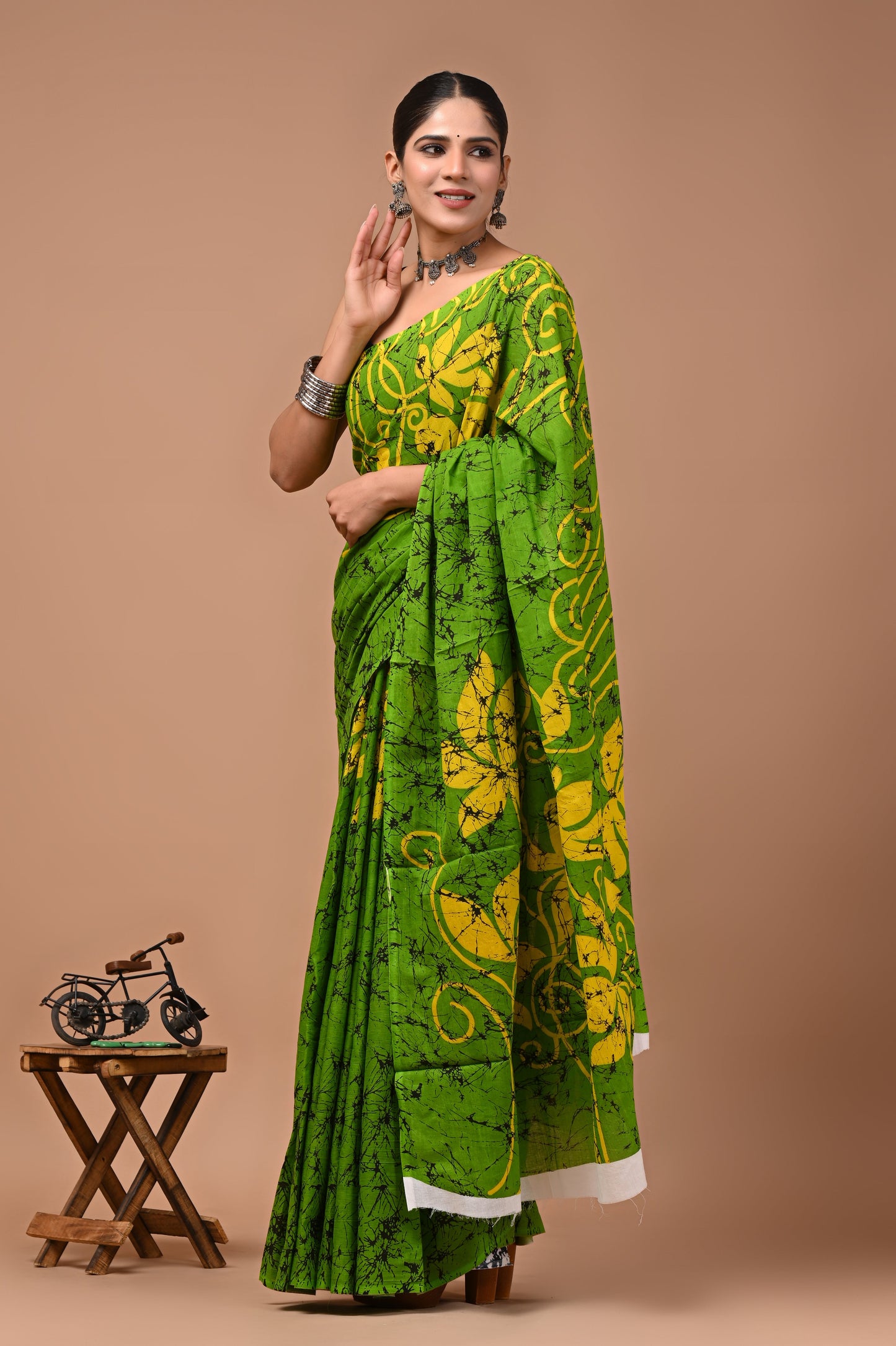 Printed Pure Cotton Mulmul Saree With Blouse