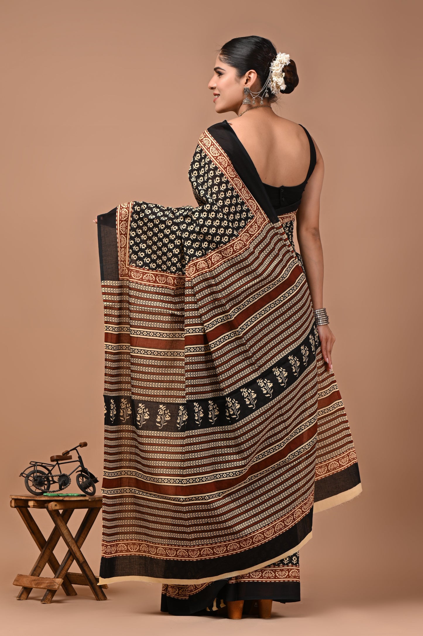 Printed Pure Cotton Mulmul Saree With Blouse
