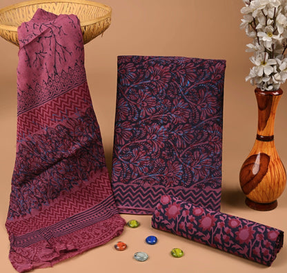 Cotton Suit with Chiffon Dupatta