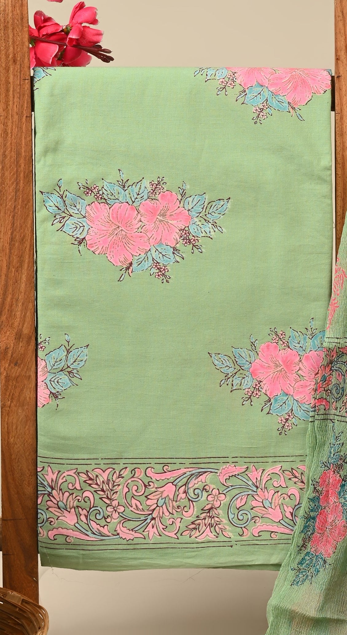 Cotton Suit with Chiffon Dupatta