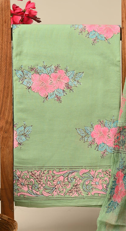 Cotton Suit with Chiffon Dupatta