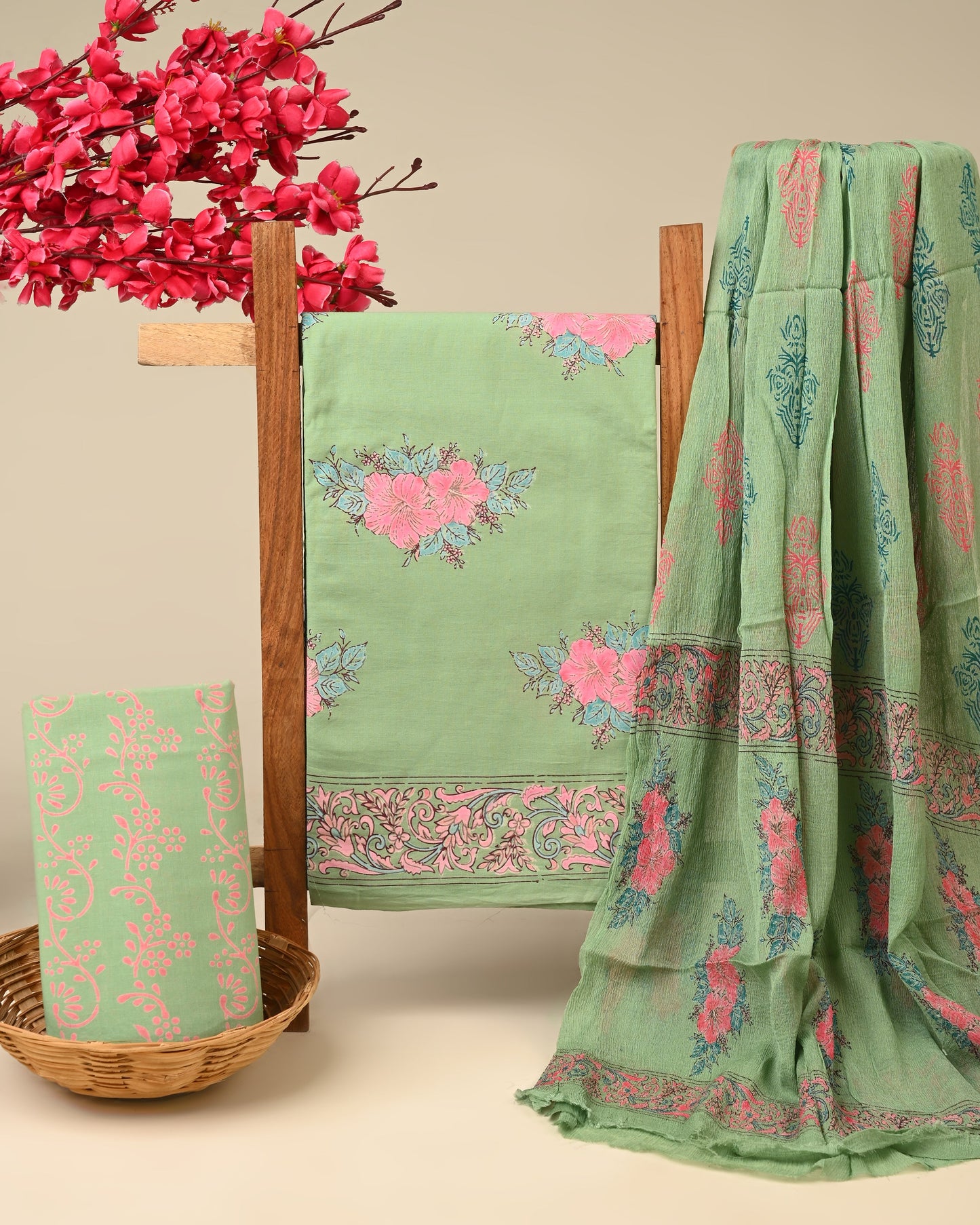 Cotton Suit with Chiffon Dupatta