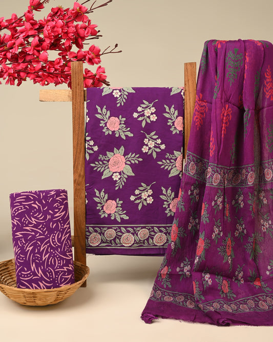 Cotton Suit with Chiffon Dupatta