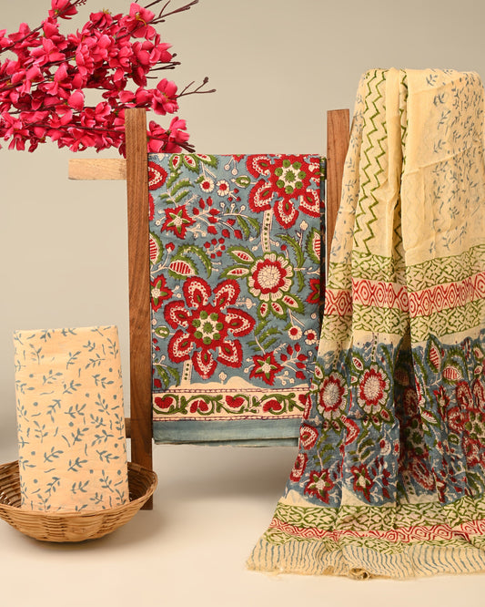 Cotton Suit with Chiffon Dupatta