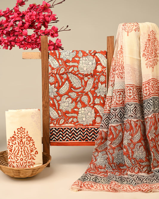 Cotton Suit with Chiffon Dupatta