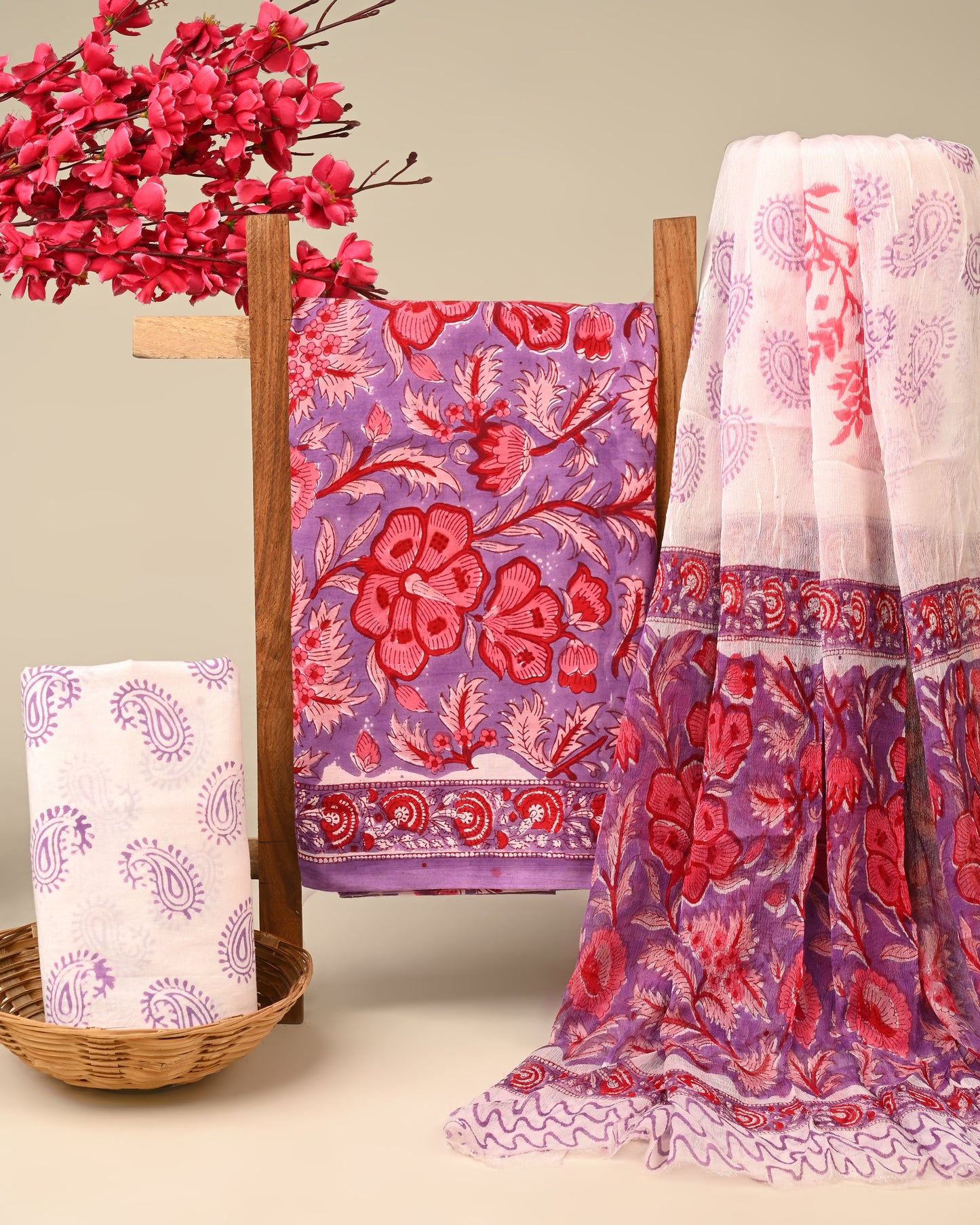 Cotton Suit with Chiffon Dupatta