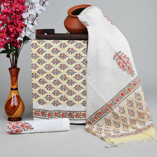 Cotton Suit with Chanderi Dupatta
