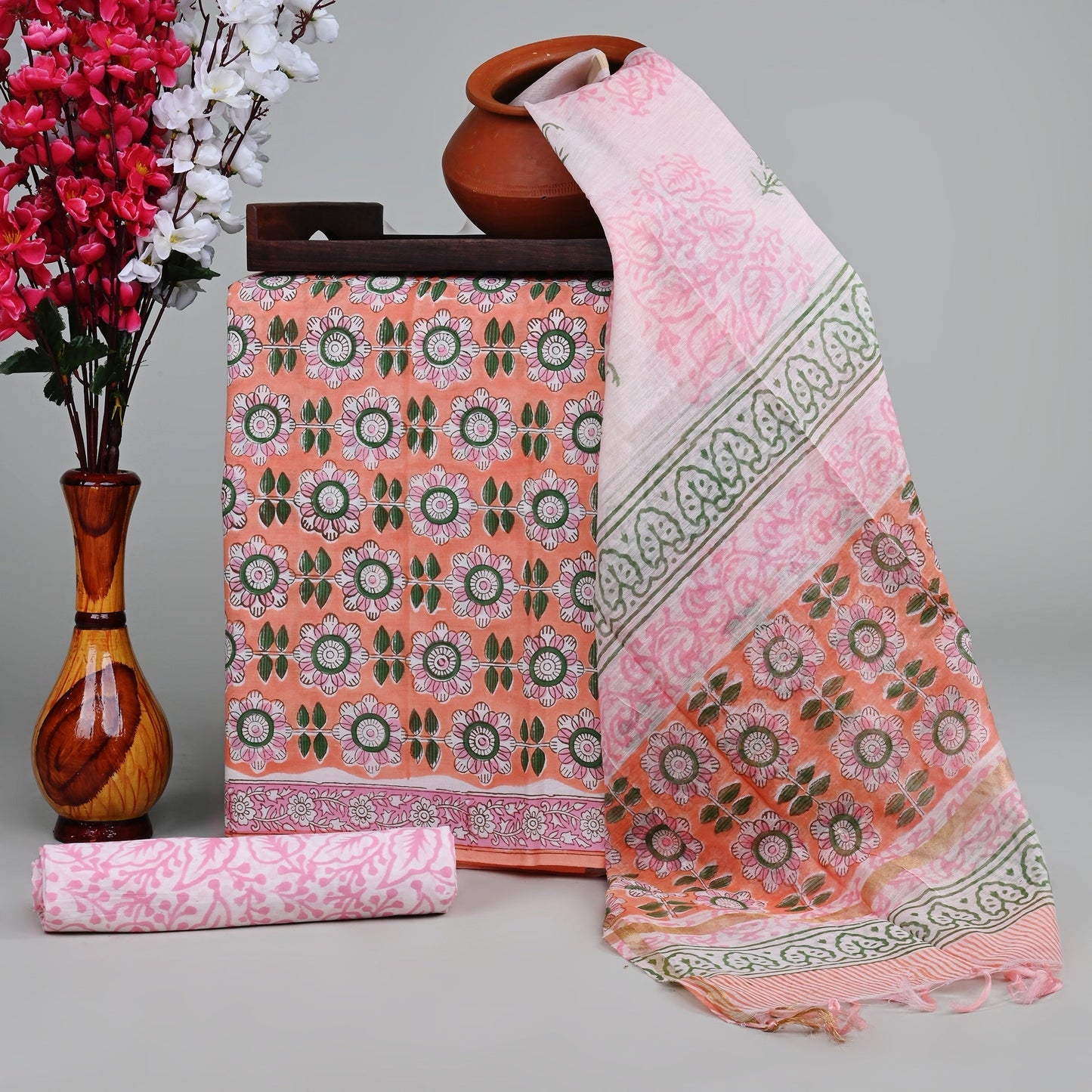 Cotton Suit with Chanderi Dupatta
