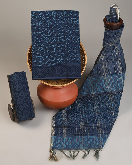 Cotton Suit with Chanderi Dupatta